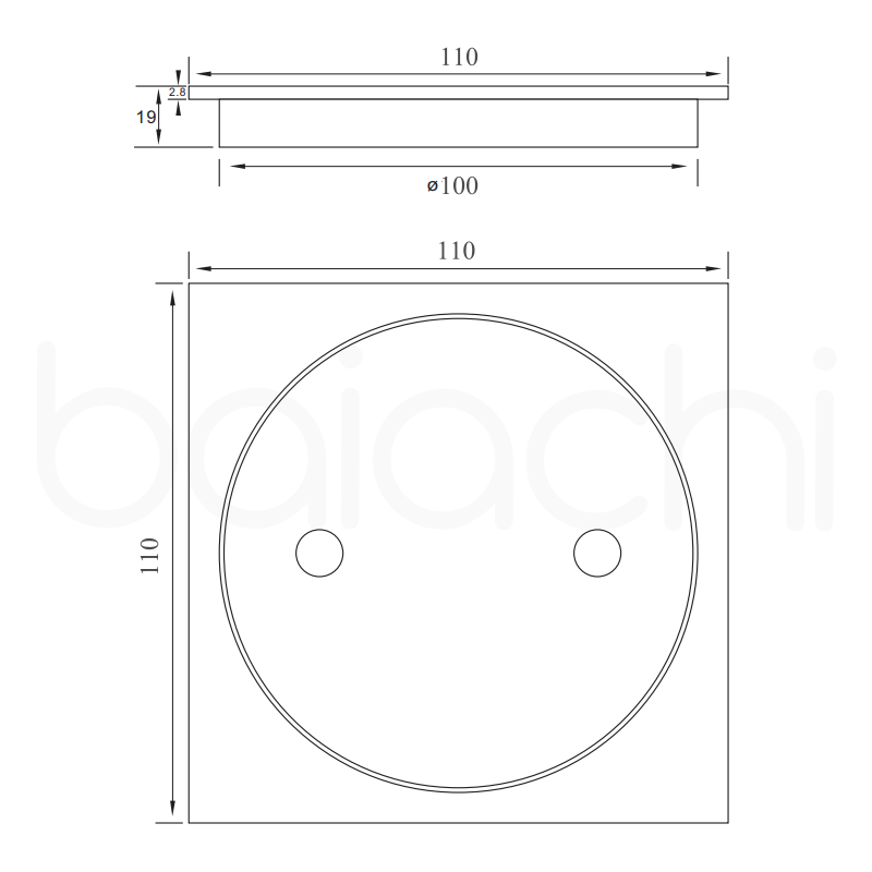 Baiachi Bathroom 100mm Clear Out Floor Waste Brushed Nickel
