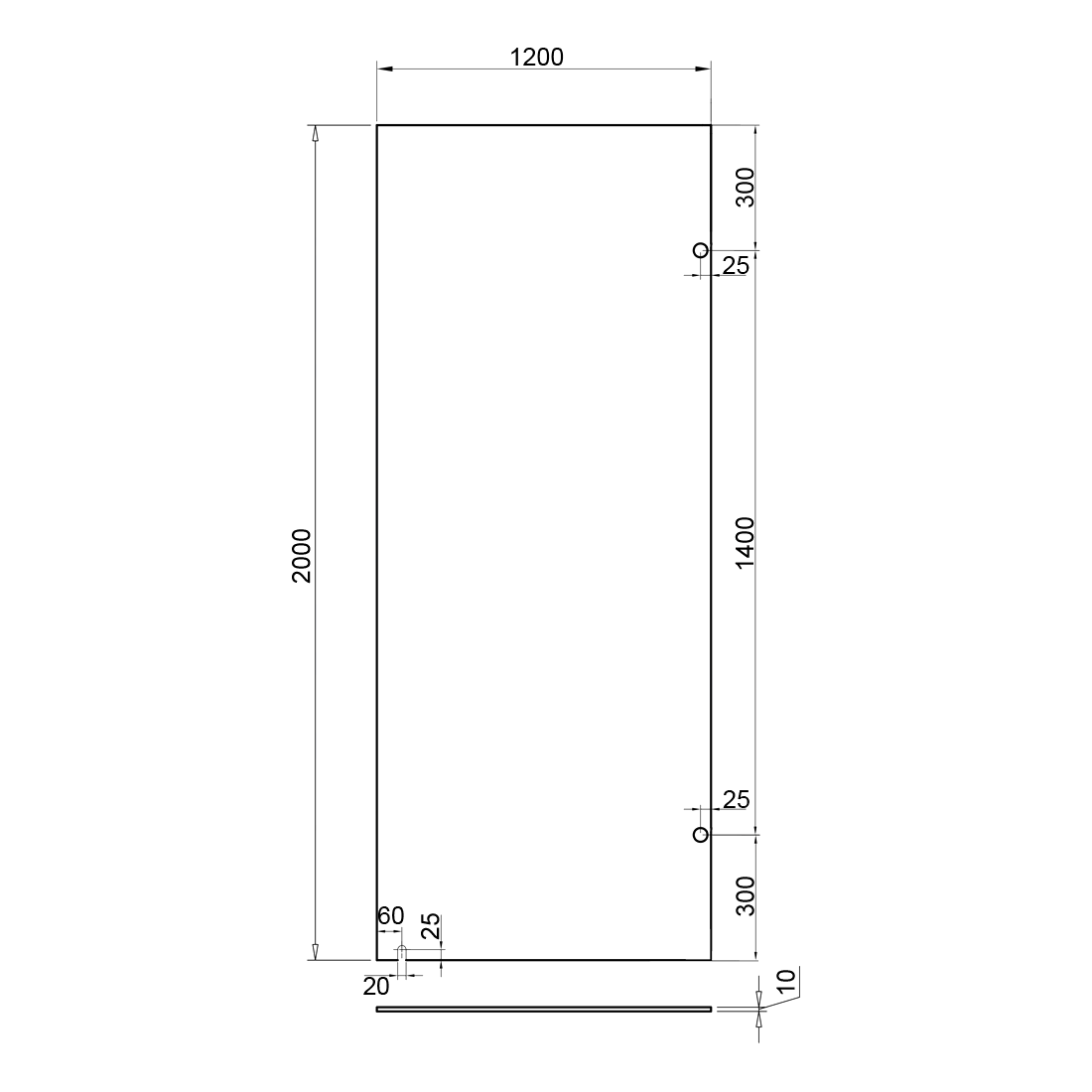 1200mm Fixed Panel Shower Screen Matte Black