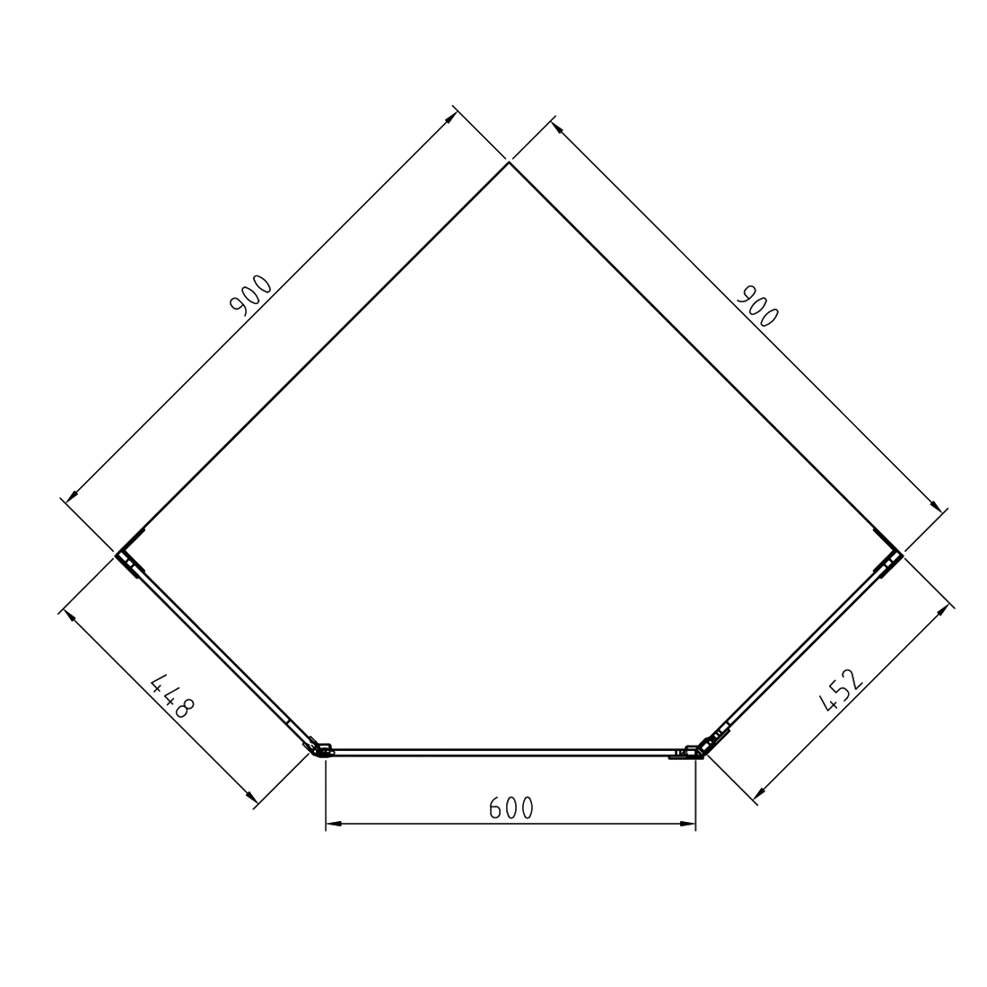 Frameless Shower Screen 900x900mm Diamond Brushed Nickel