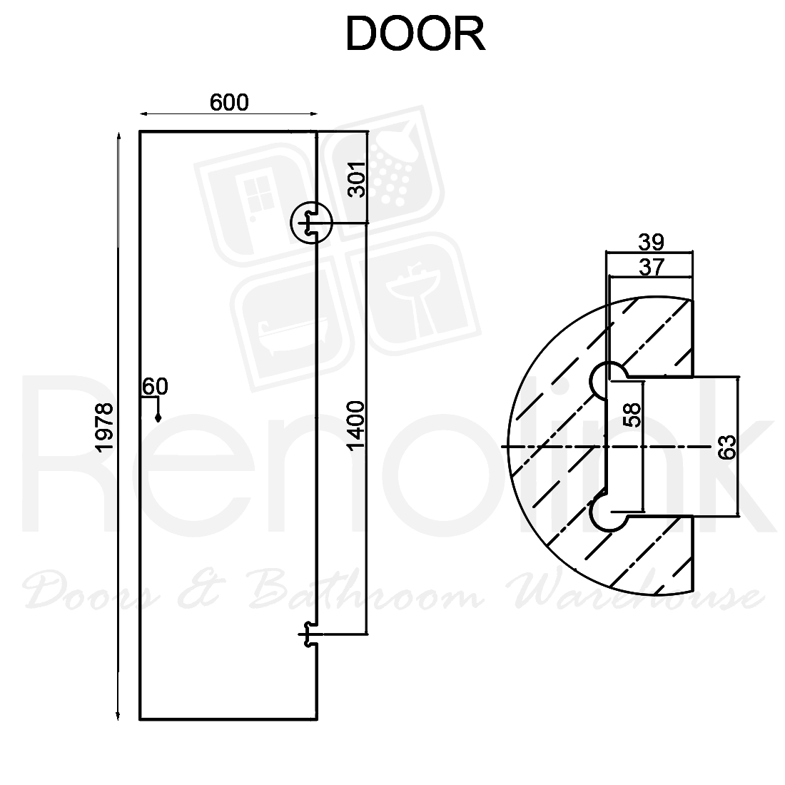 Frameless Shower Screen 900x900mm Square Matte Black