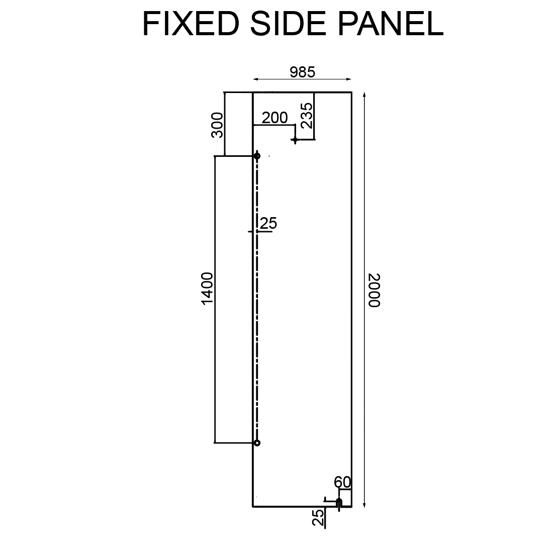 Frameless Shower Screen 1000x1000mm Square Chrome