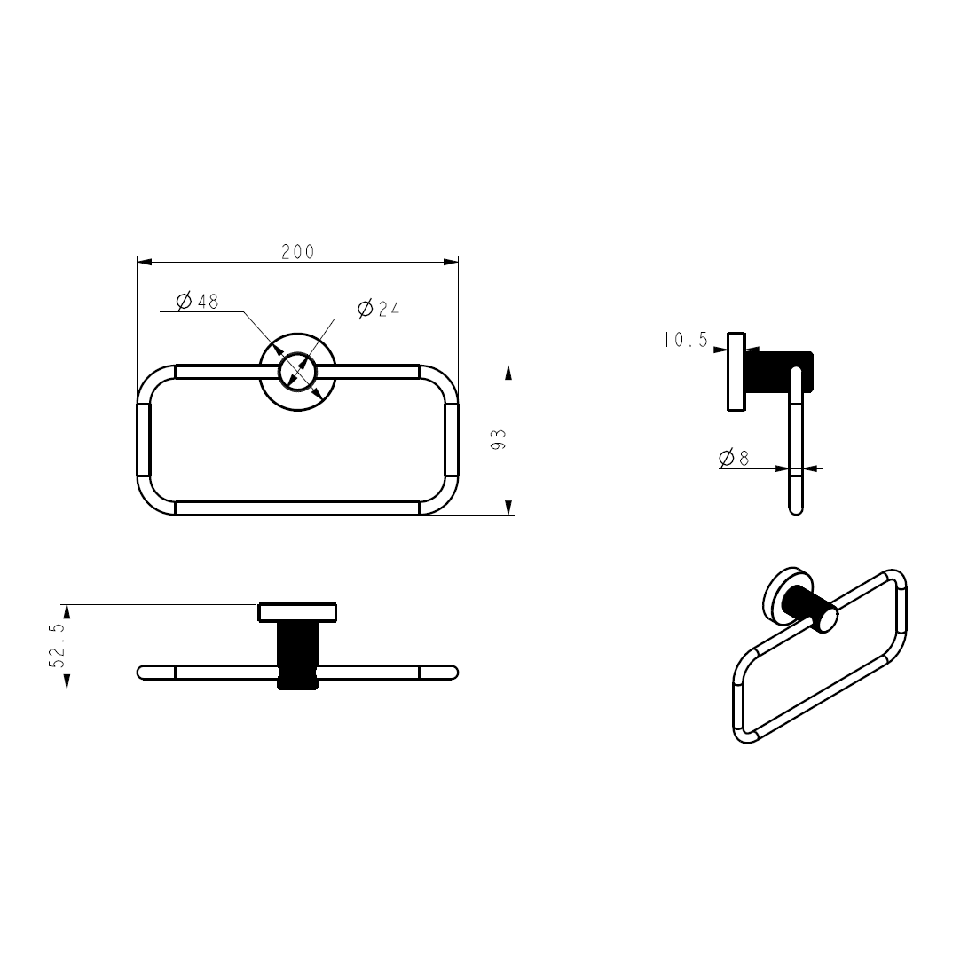 Linie Towel Ring Gun Metal