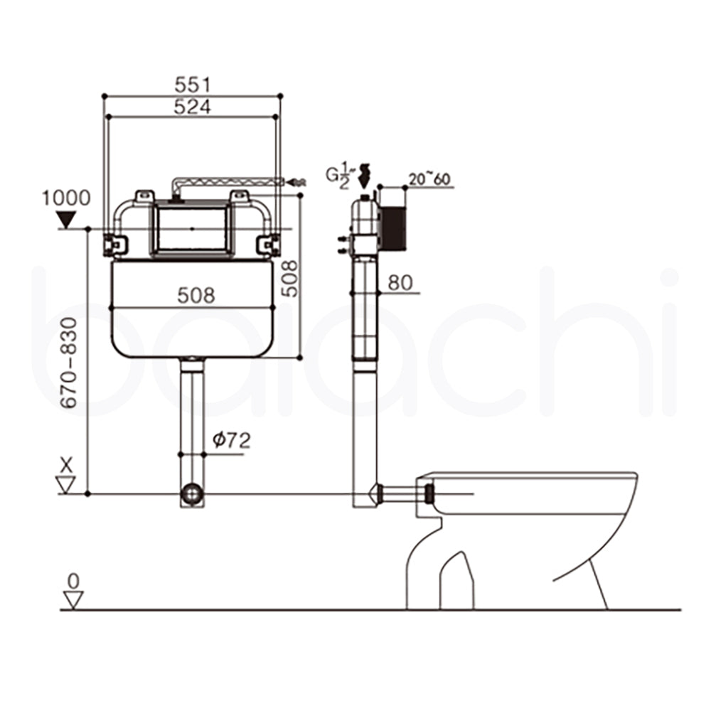 Ballina Rimless In Wall Toilet Suite with Round Chrome Flushing Buttons