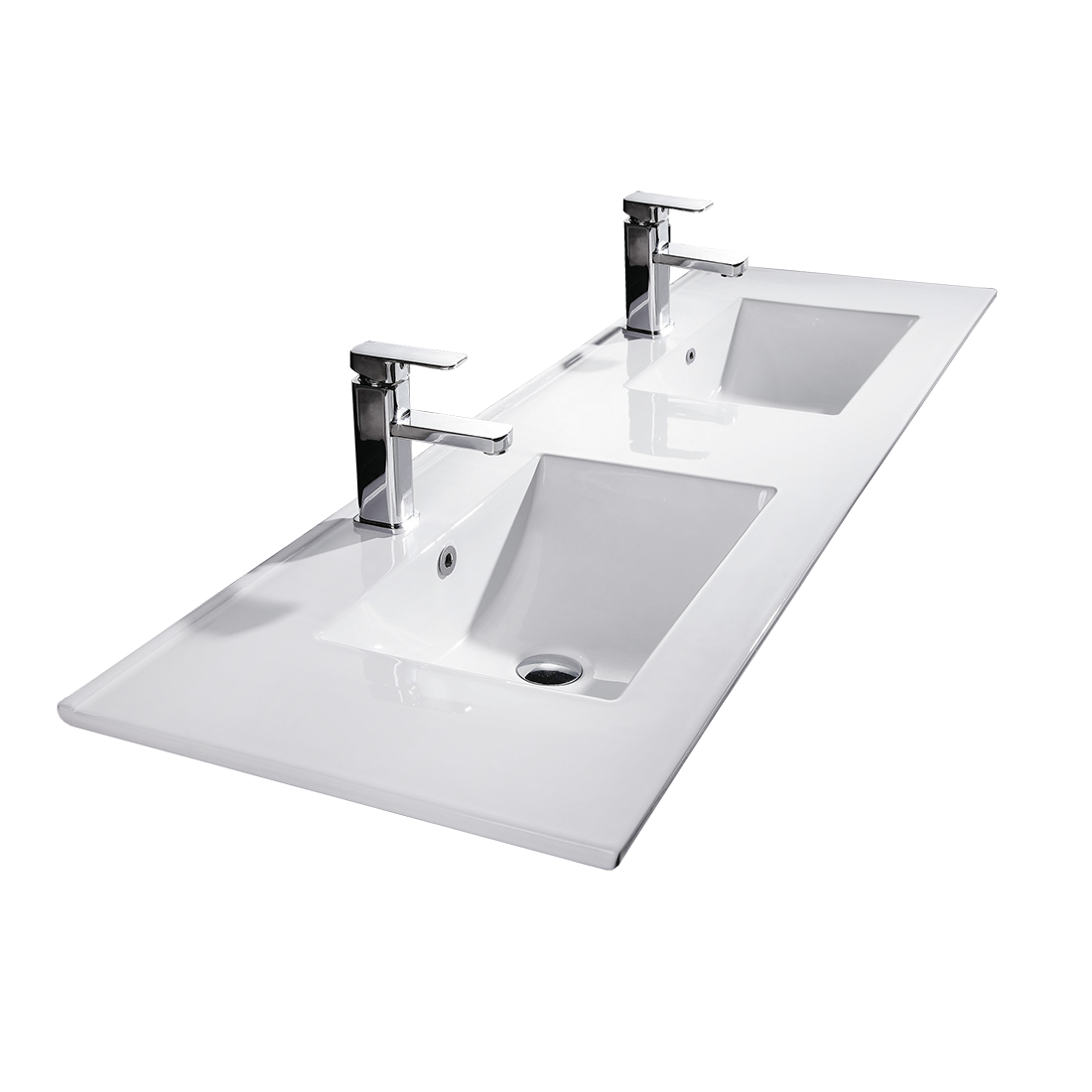 1500mm Bathroom Vanity White Poly Marble Thin Edge Double Basin Top BA-150ED