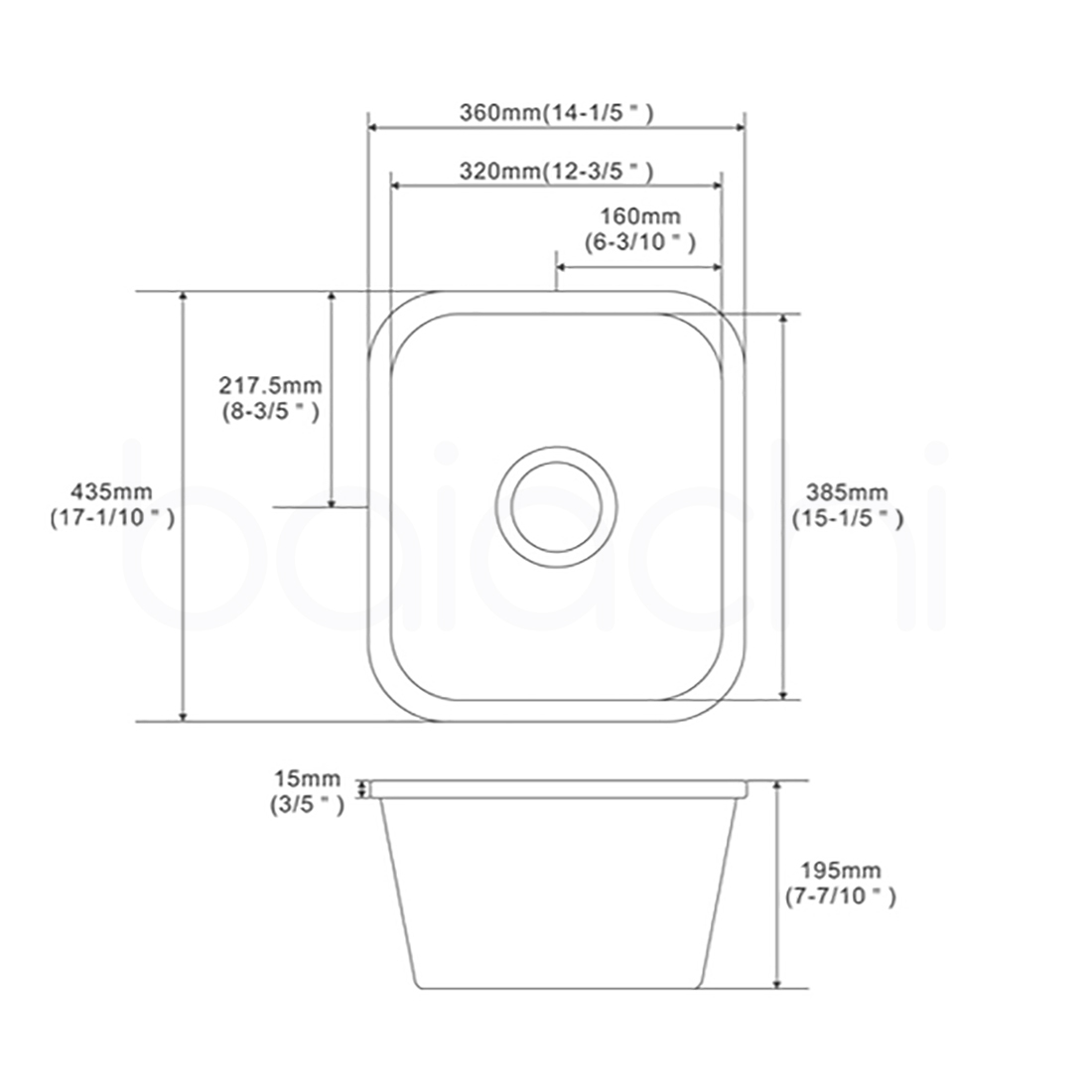 Baiachi Ceramic Kitchen and Laundry Undermount Sink