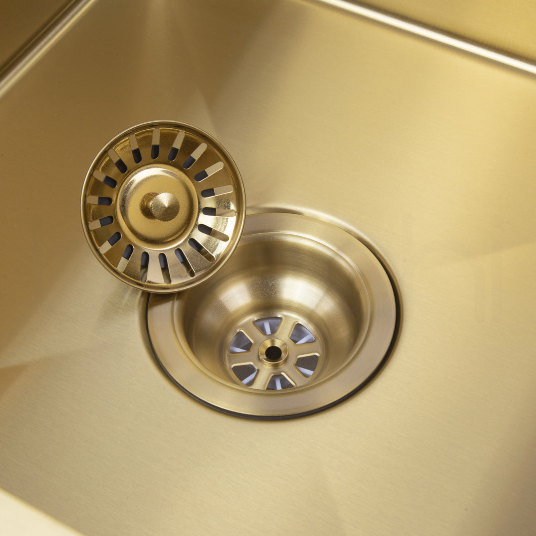 340X440mm Handmade Laundry Kitchen Sink Top/Under Mount Brushed Gold