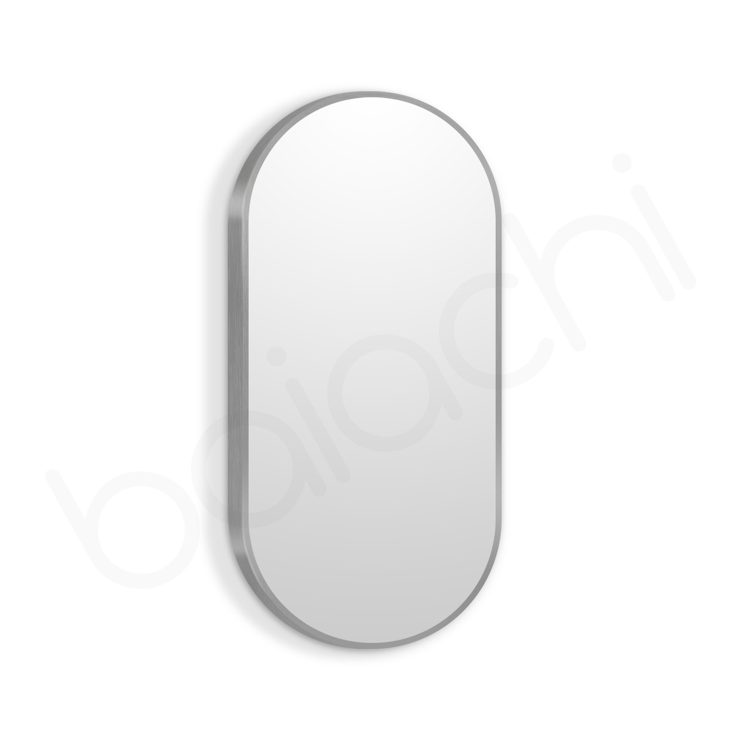 Baiachi Cora Oval 450mmx900mm Frame Mirror Brushed Silver