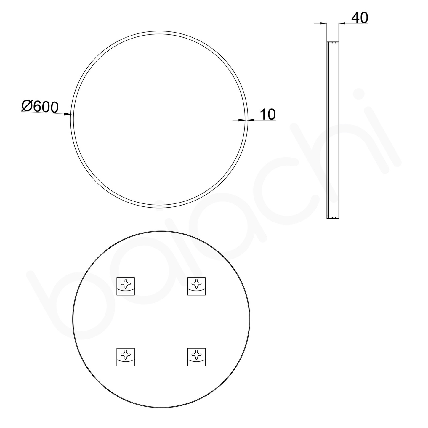 Baiachi Otus Round 600mm Frame Mirror Brushed Gold