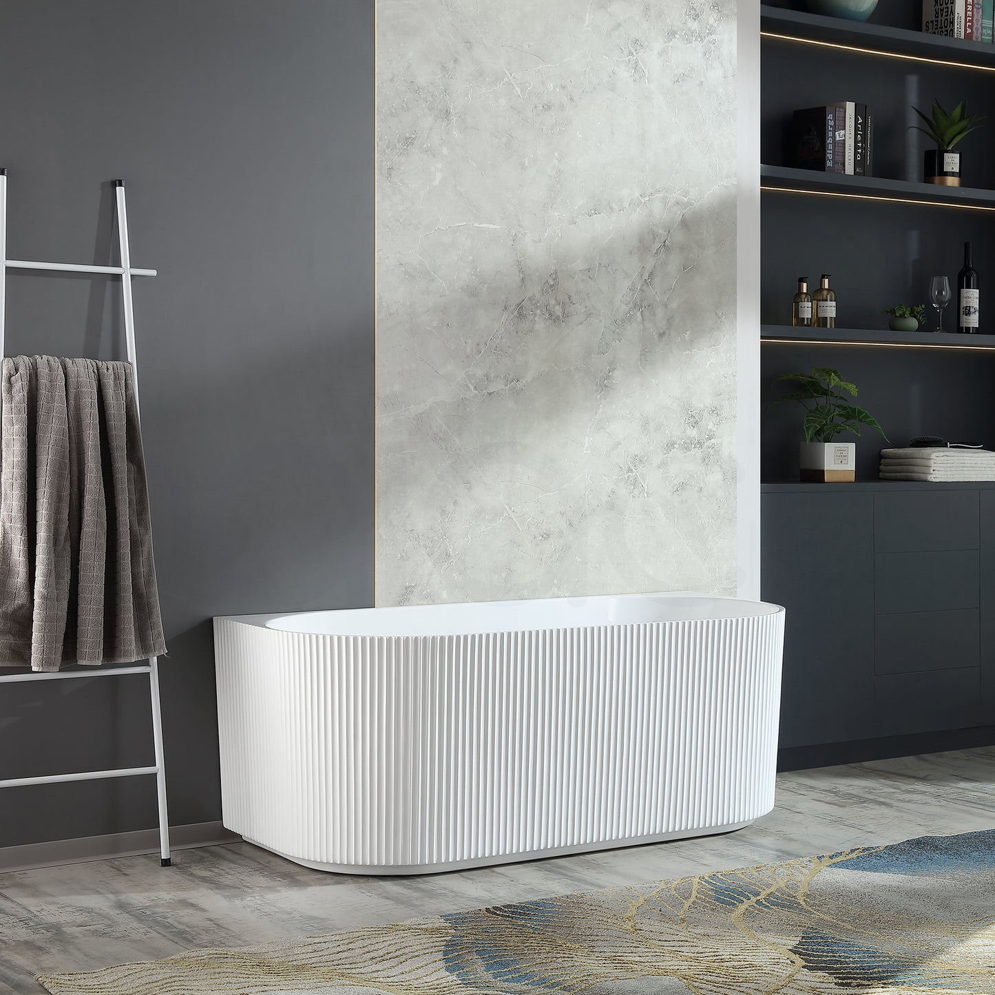 Baiachi Clara 1500 Fluted Back To Wall Freestanding Bath MK2