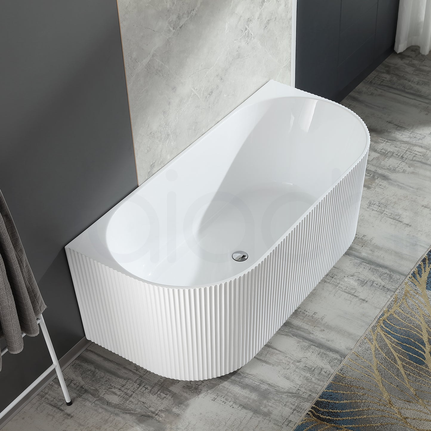 Baiachi Clara 1700 Fluted Back To Wall Freestanding Bath MK2