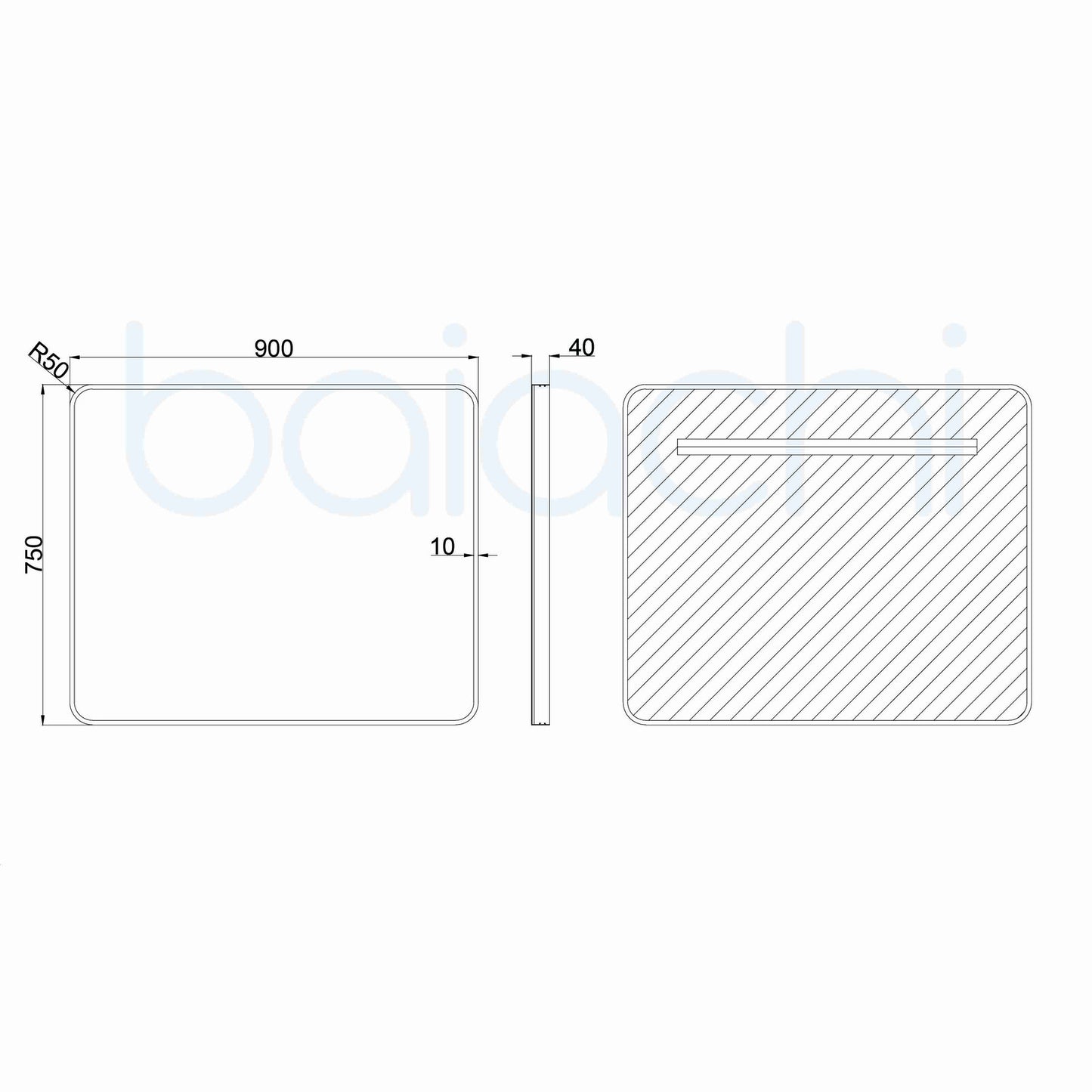 Baiachi Eden Rectangle 900mmx750mm Frame Mirror Gun Metal