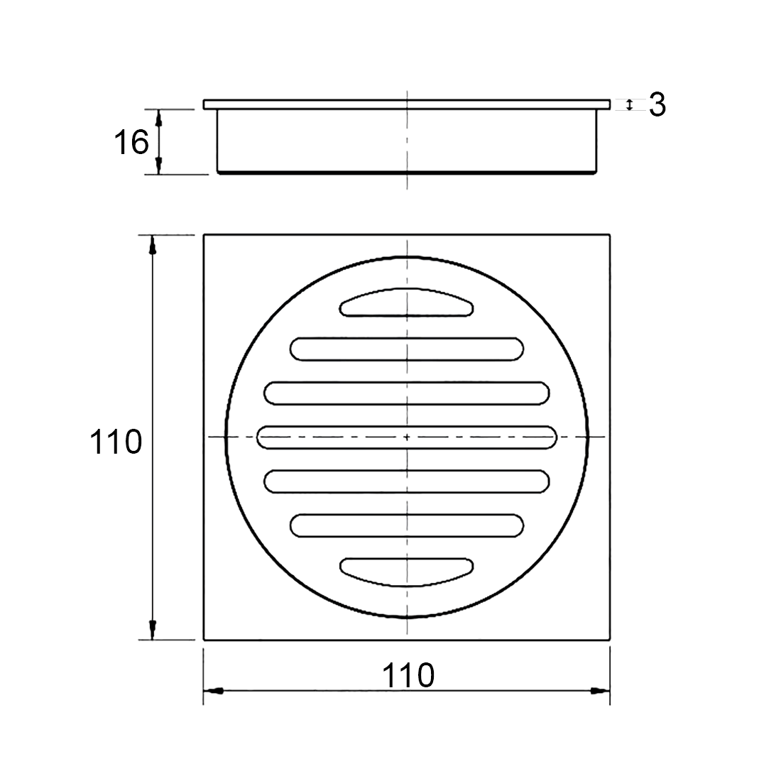 110X110mm Brushed Nickel Bathroom Shower 100mm Floor Waste Drain