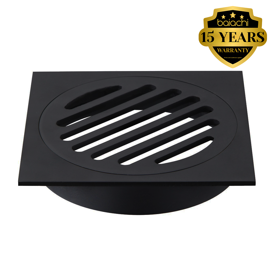 110X110mm Black Bathroom Shower 100mm Outlet Floor Waste Drain Grate