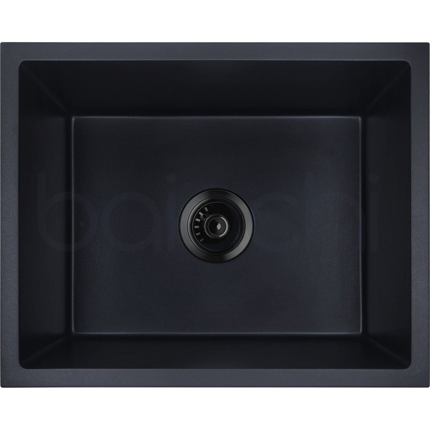 Baiachi 550 x 450 Single Bowl Granite Kitchen Sink Black with Black Waste