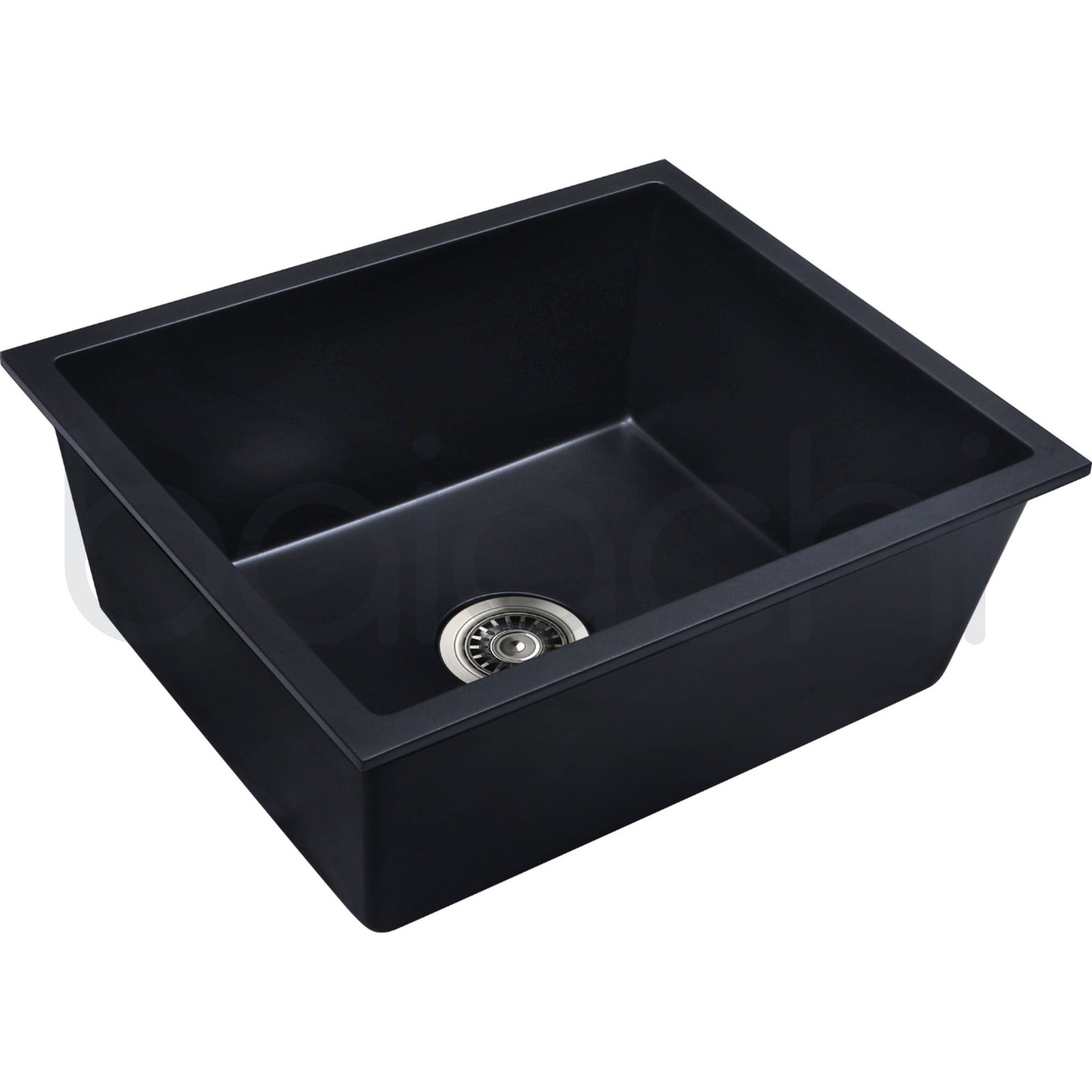 Baiachi 550 x 450 Single Bowl Granite Kitchen Sink Black with Antique Bronze Waste