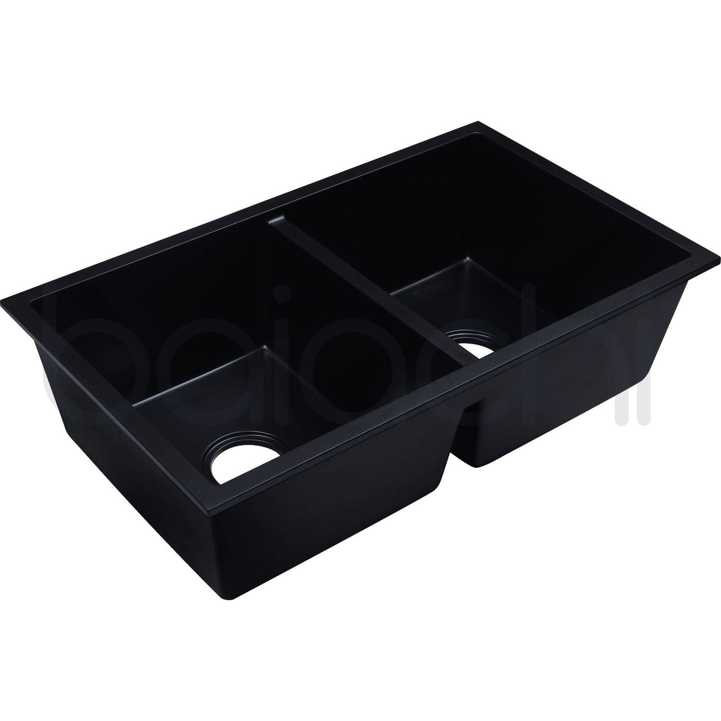 Baiachi Double Bowl Granite Kitchen Sink Black with Black Waste