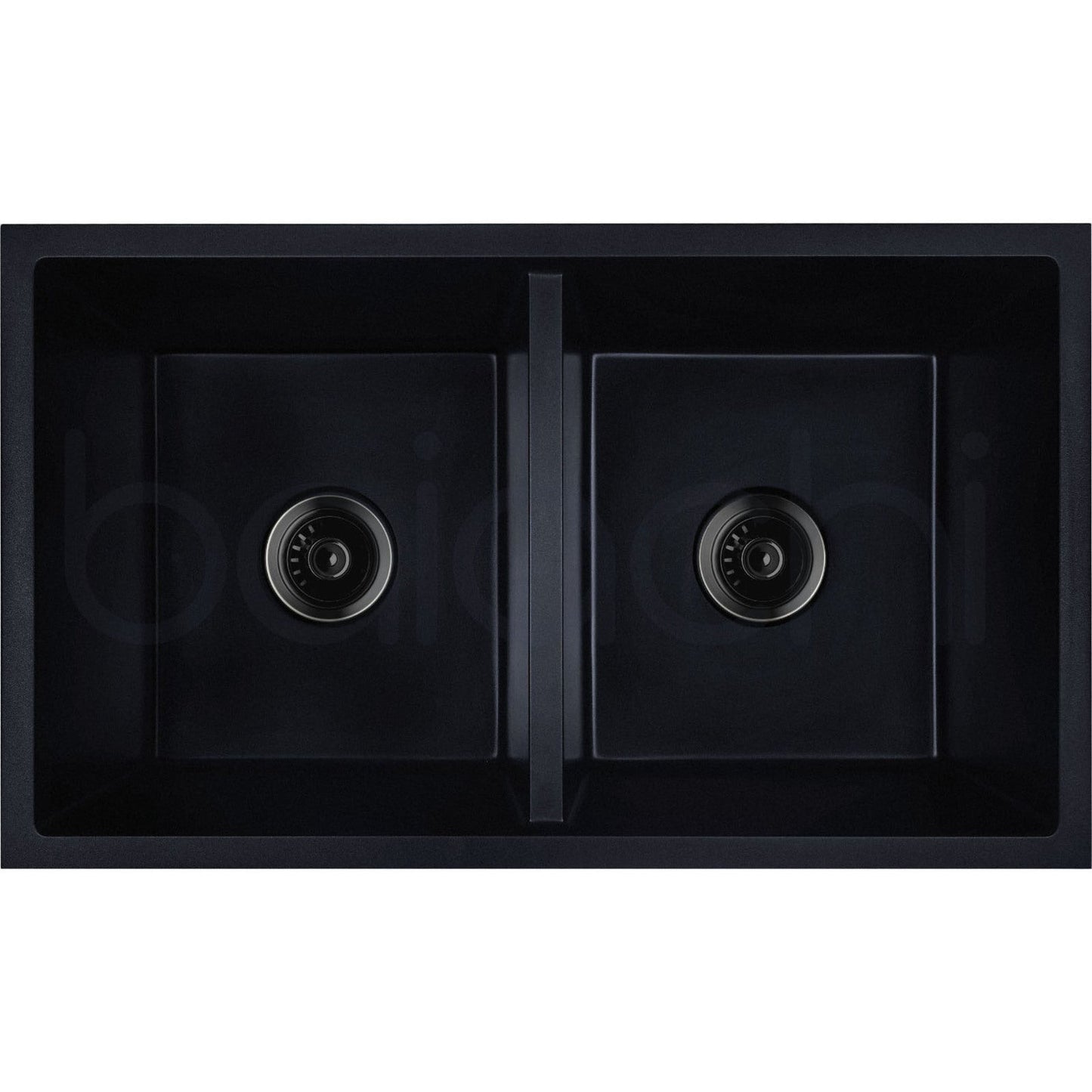 Baiachi Double Bowl Granite Kitchen Sink Black with Black Waste