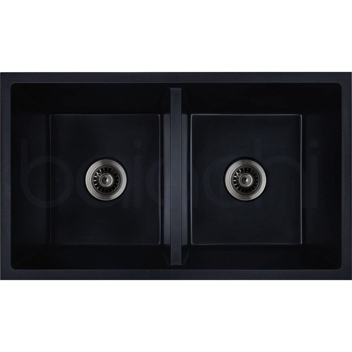 Baiachi Double Bowl Granite Kitchen Sink Black with Gun metal Waste