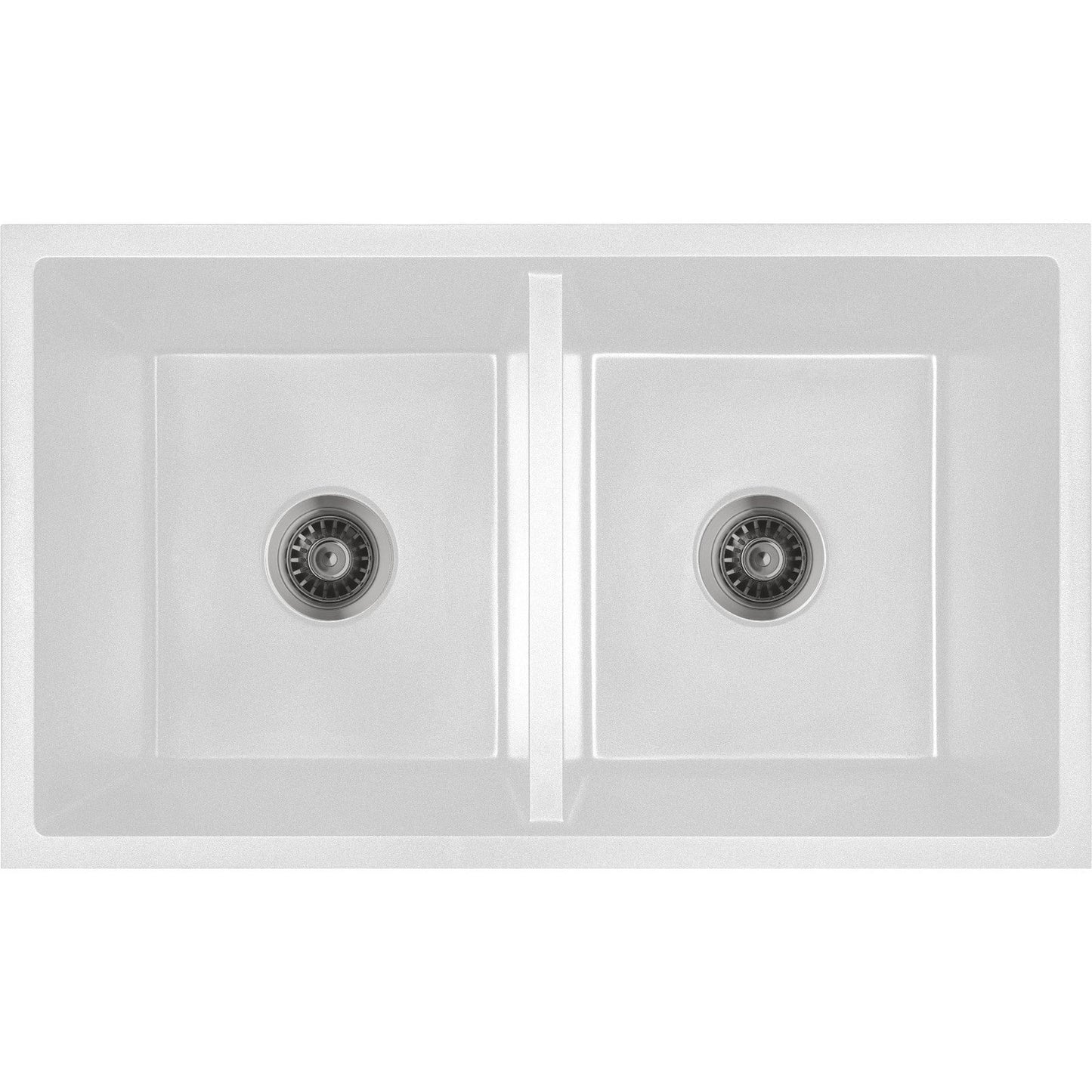 Baiachi Double Bowl Granite Kitchen Sink White with Gun metal Waste
