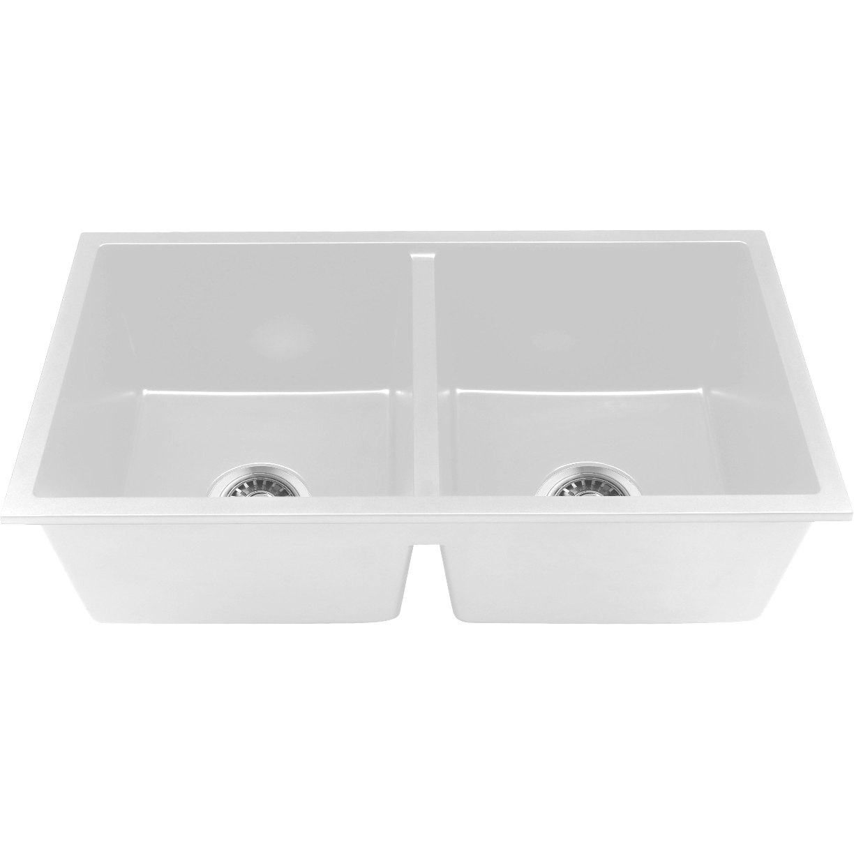 Baiachi 770 x 450 Double Bowl Granite Kitchen Sink White with Antique Bronze Waste