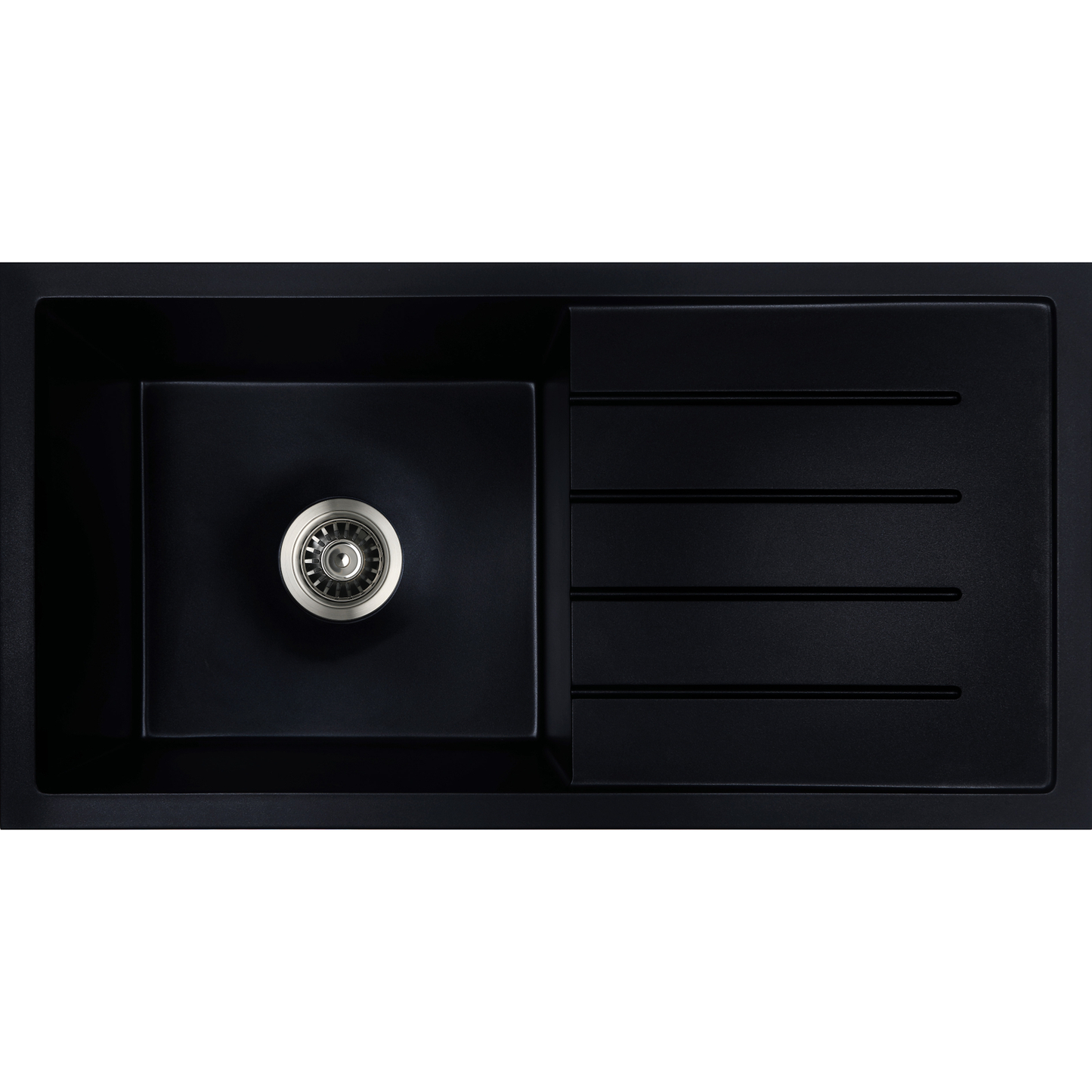 Baiachi Single Bowl and Drainer Granite Kitchen Sink Black