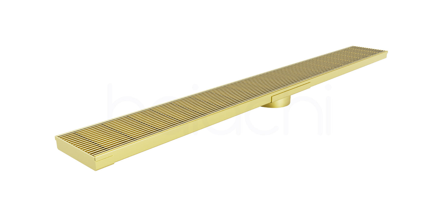 601-900mm Linear Heelguard Adjustable Floor Waste Brushed Gold
