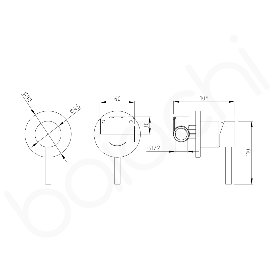 Baiachi Moreton Slimline Wall Mixer Brushed Nickel