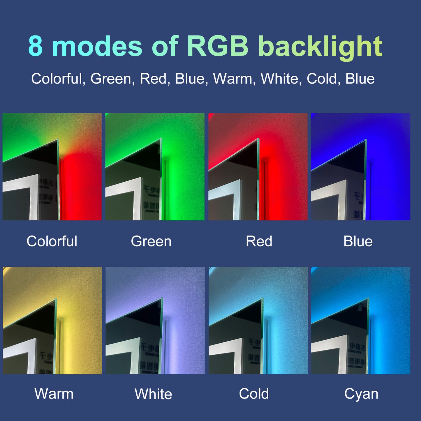 Baiachi LED Square 1200x700mm RGB Anti-Fog Mirror