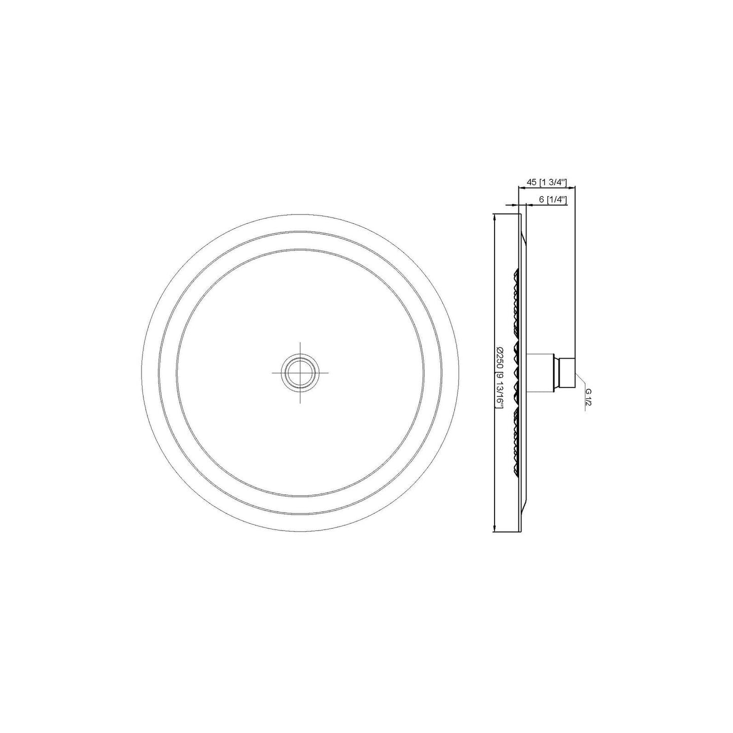 Moreton Round Stainless Steel Shower Head 250mm Brushed Nickel