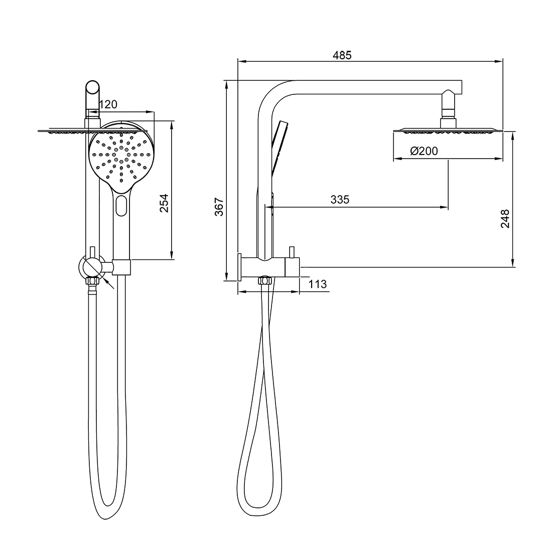 Moreton Round Multi Function Shower Brushed Nickel