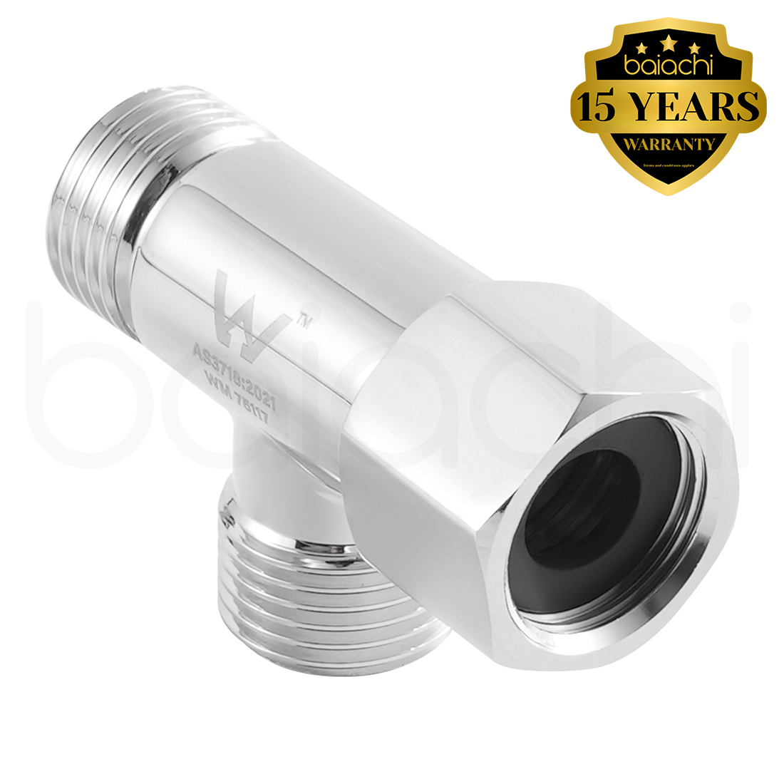 Baiachi 3 way T connector Stainless Steel 1/2"Fx1/2"Mx2 Chrome
