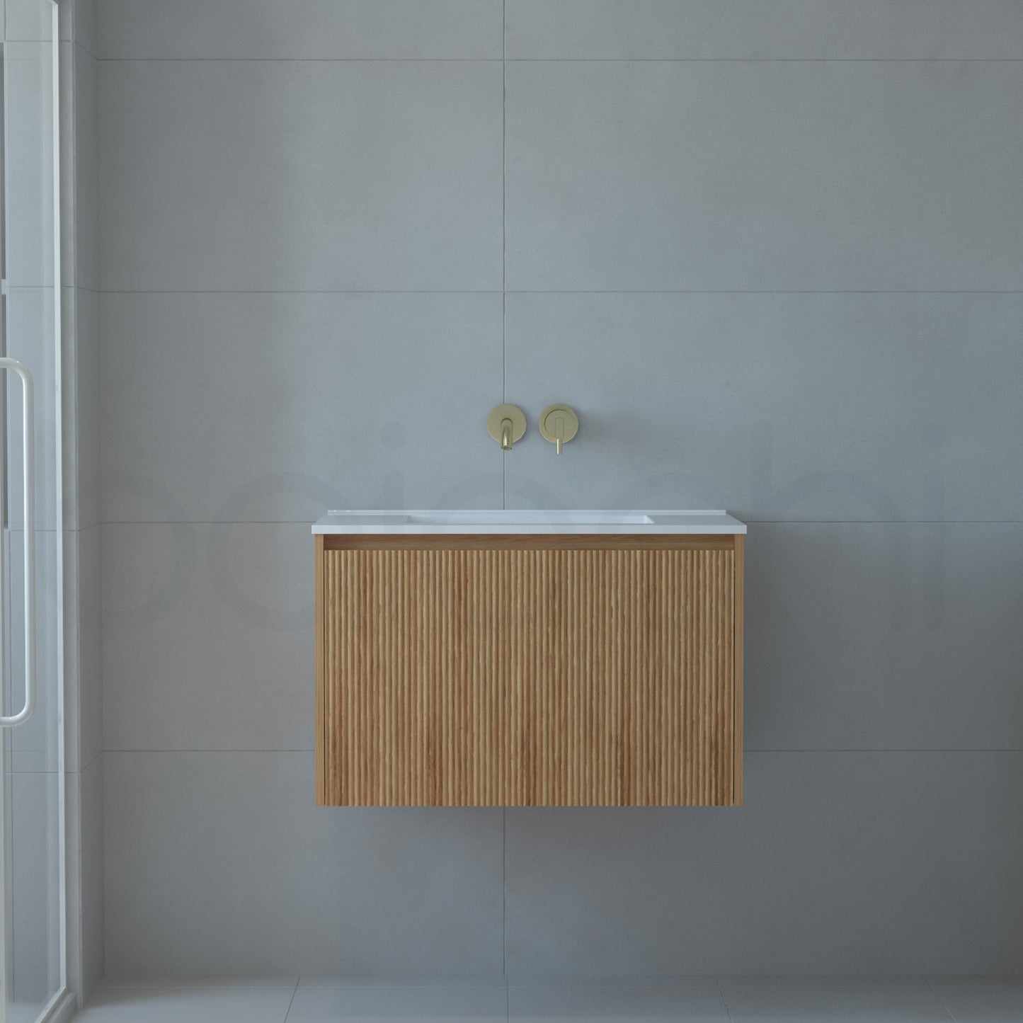 Baiachi Clermont 750 Fluted Timber Bathroom Vanity Wall Hung White Stone
