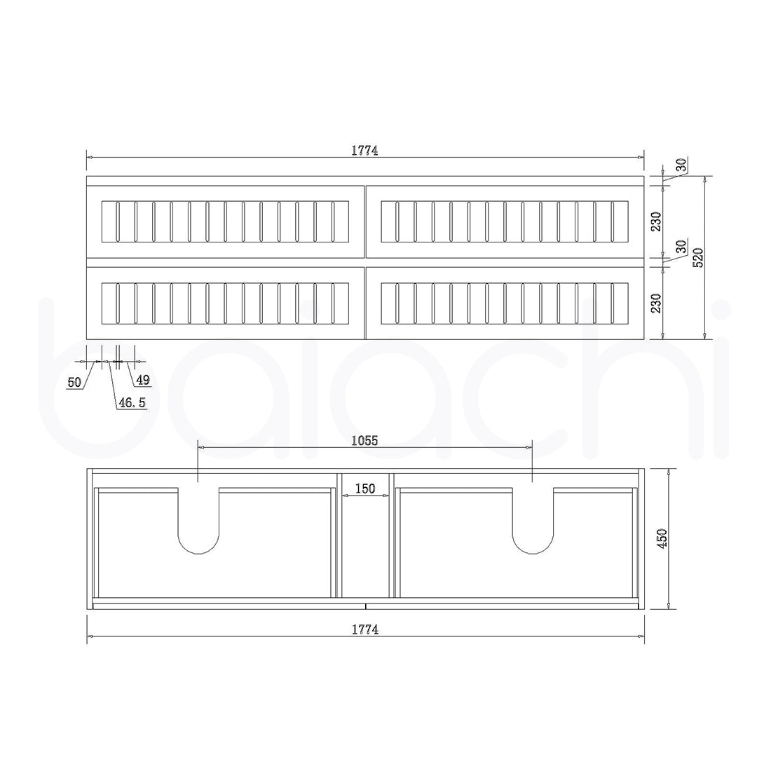 Hampton 1800mm Plywood Wall Hung Bathroom Vanity Double Poly Marble Basin