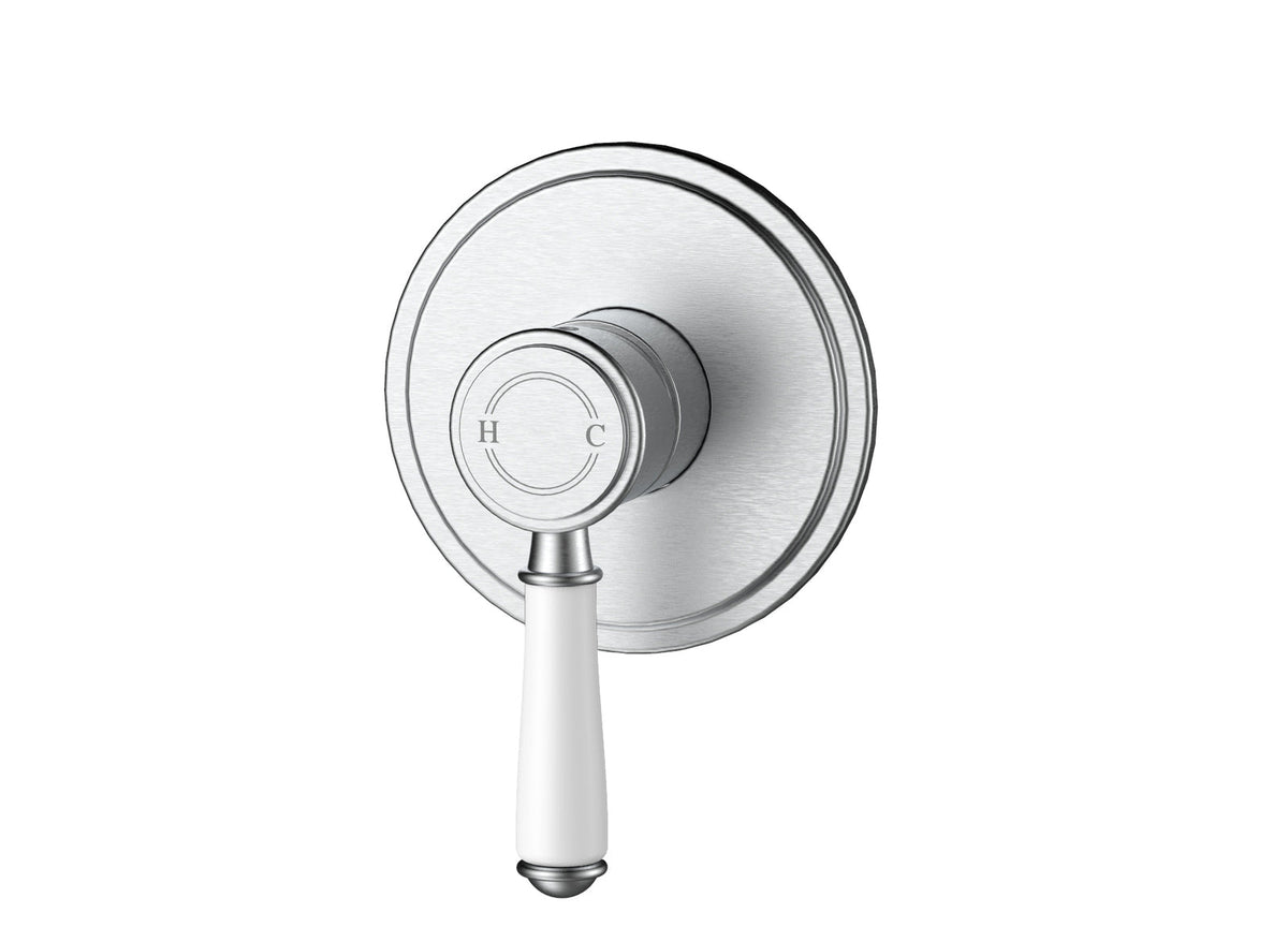 Ikon Clasico Ceramic Handle Wall Mixer Brushed Nickel