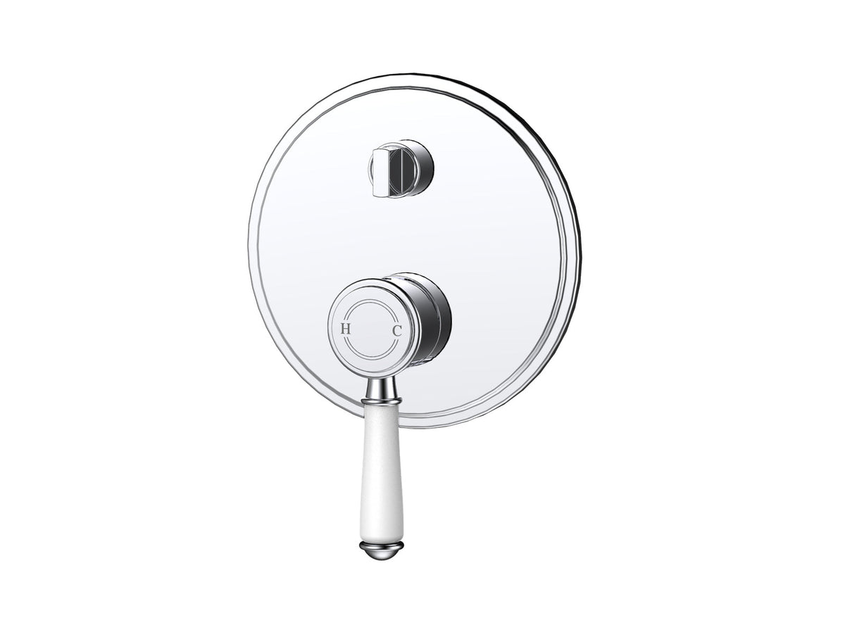 Ikon Clasico Ceramic Handle Wall Mixer With Diverter Chrome