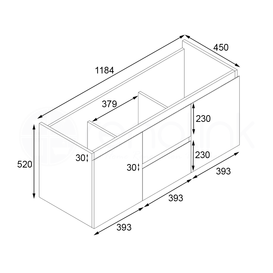 Ivana 1200mm PVC Water Proof Wall Hung Bathroom Vanity Cabinet