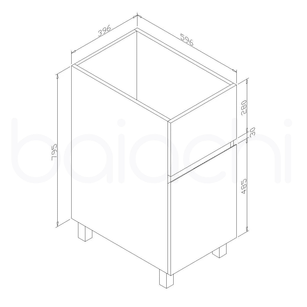 Baiachi 39L PVC Water Proof Laundry Cabinet Stainless Steel Handmade Sink 400*600*870mm