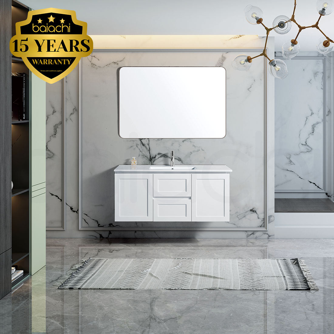 Shaker Plywood 1200mm Wall Hung Bathroom Vanity Calacatta Stone