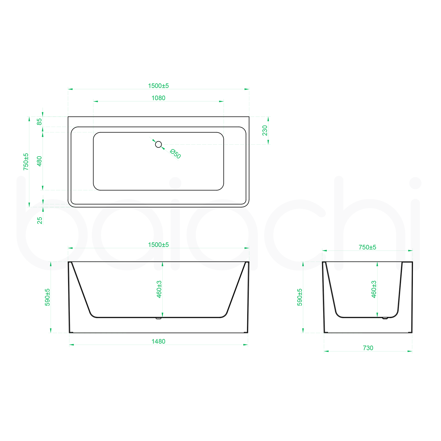 Baiachi Cubi 1500 Freestanding Bath MK2