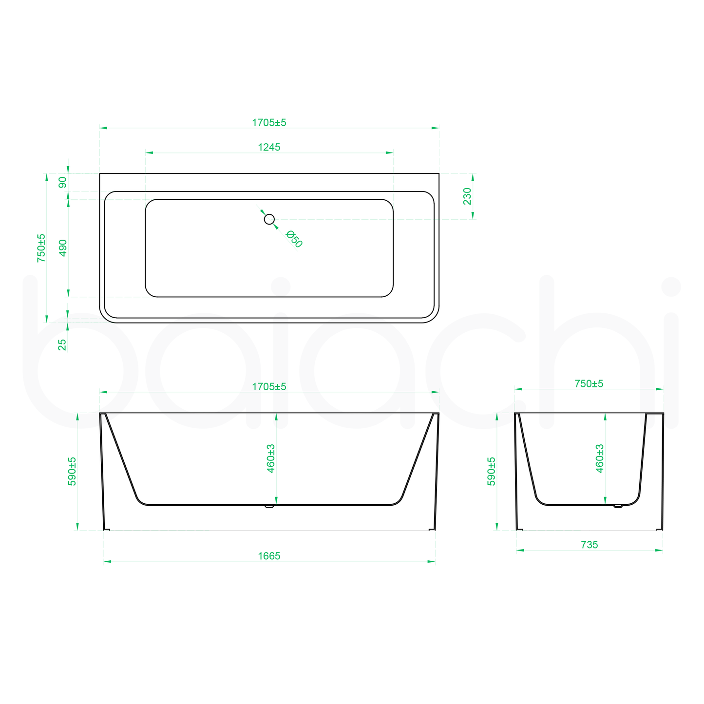 Baiachi Cubi 1700 Freestanding Bath MK2
