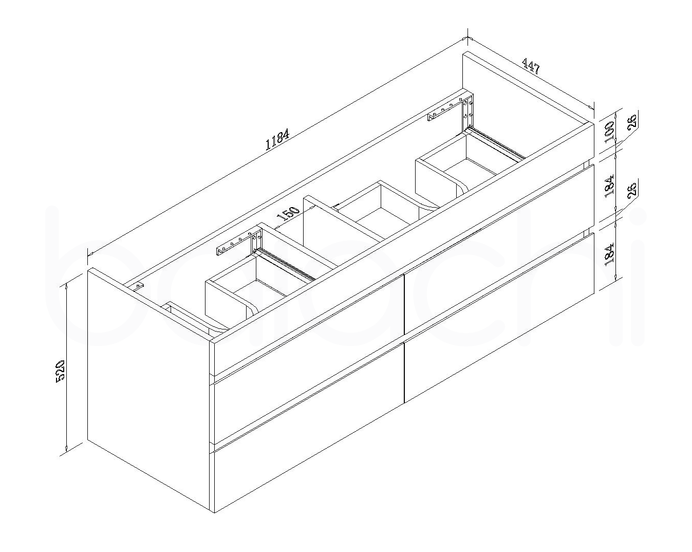 Vellena 1200mm PVC Water Proof Matte White Wall Hung Bathroom Vanity Cabinet