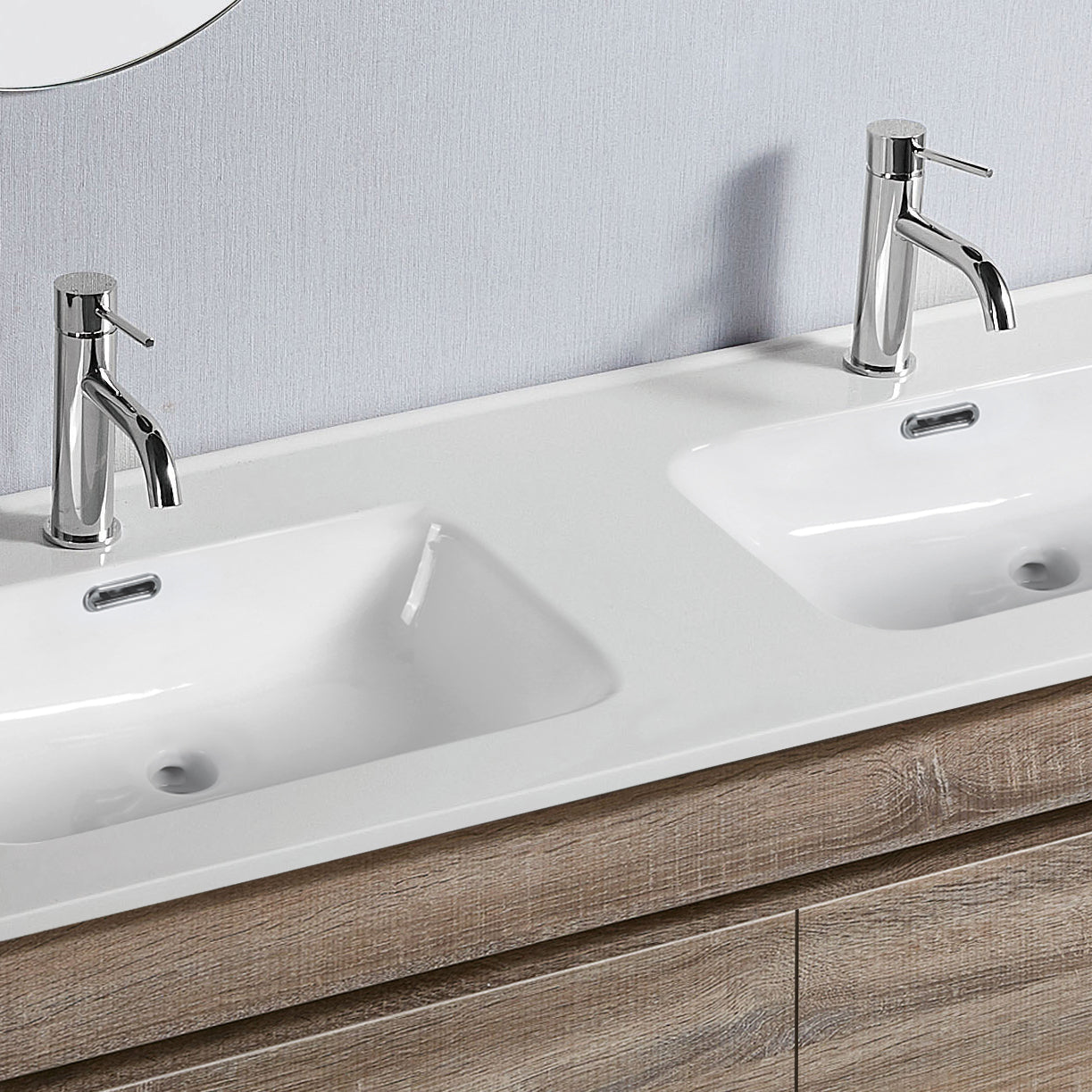 Vellena 1200mm PVC Water Proof Wash White Wall Hung Bathroom Vanity Double Ceramic Basin
