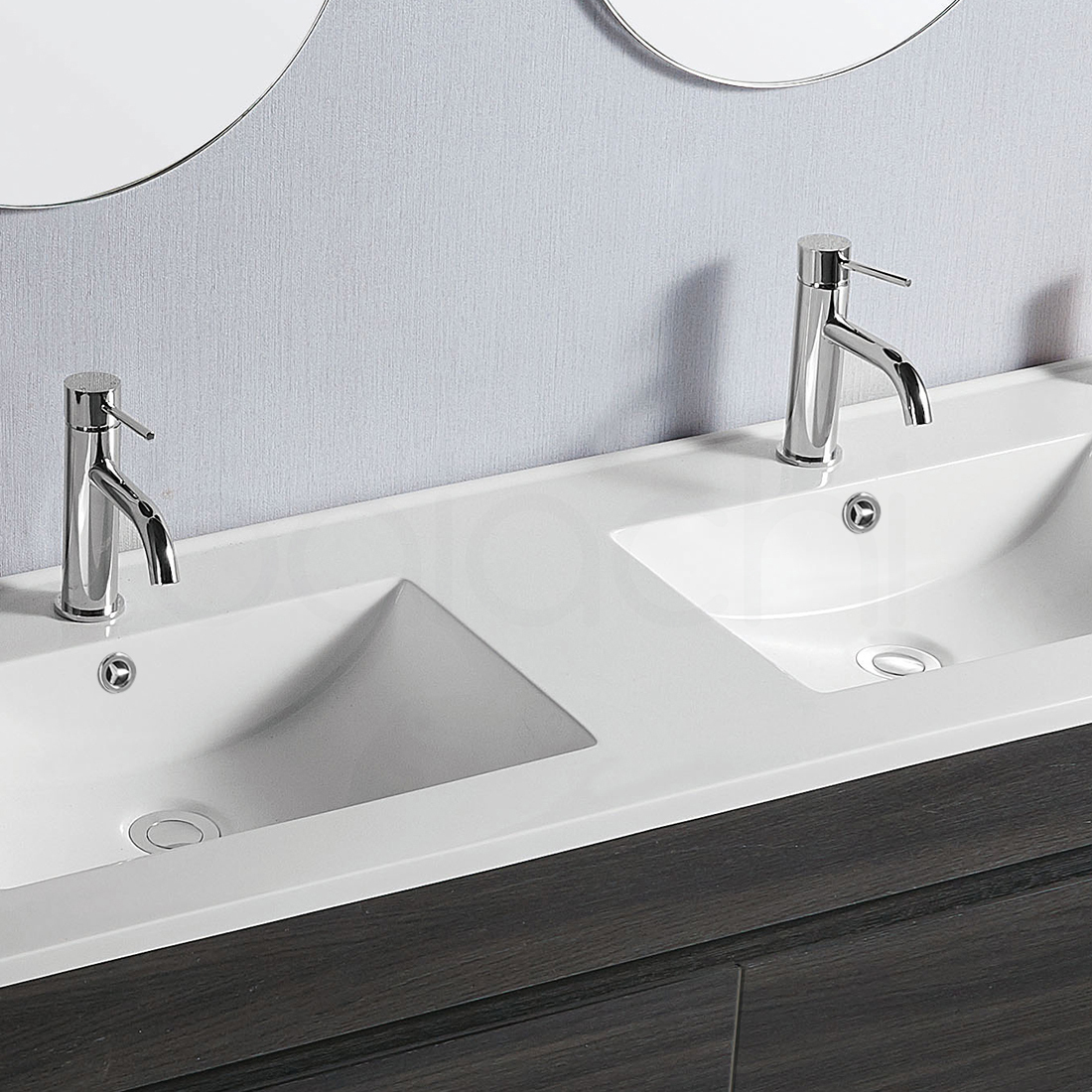 Vellena 1500mm PVC Water Proof Empire Oak Wall Hung Bathroom Vanity Double Poly Marble Basin