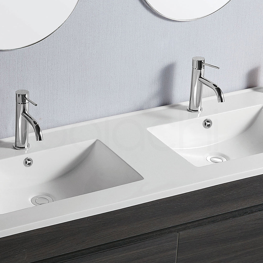 Vellena 1500mm PVC Water Proof Empire Oak Wall Hung Bathroom Vanity Double Poly Marble Basin