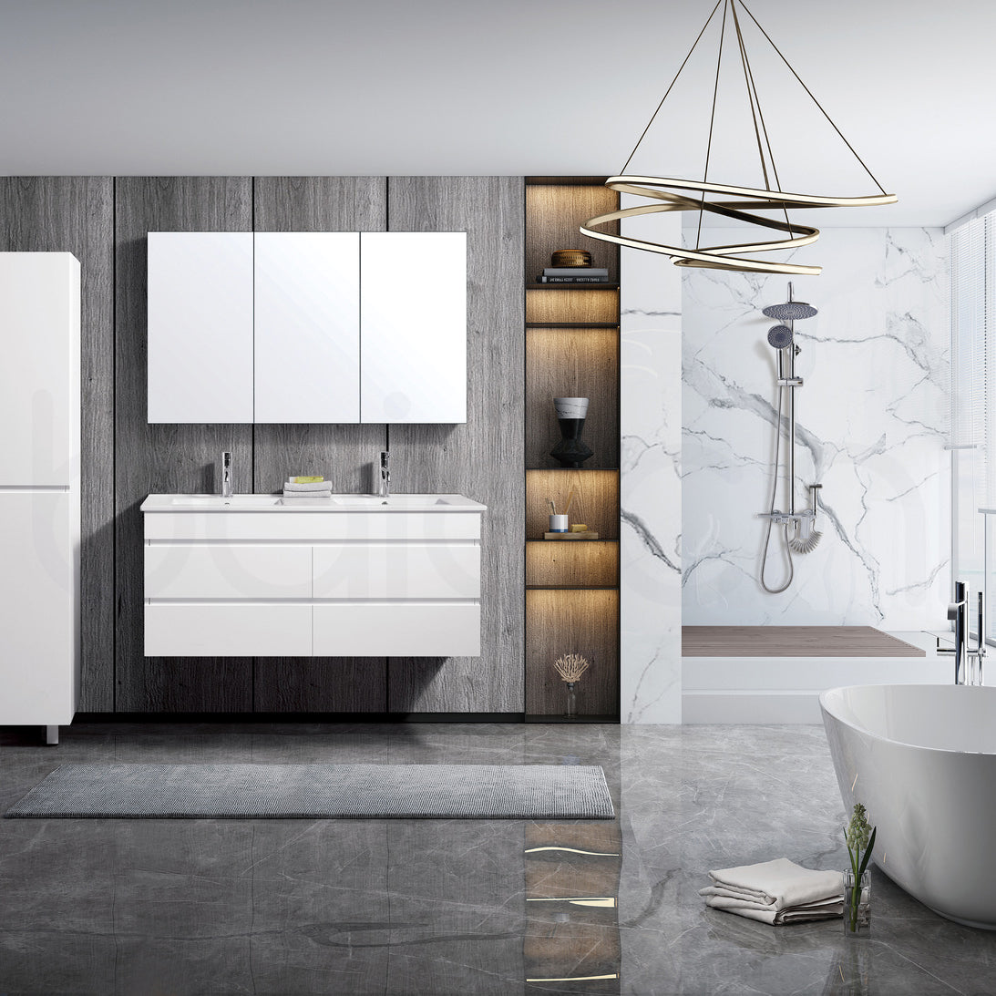 Vellena 1500mm Plywood Wall Hung Bathroom Vanity Cabinet
