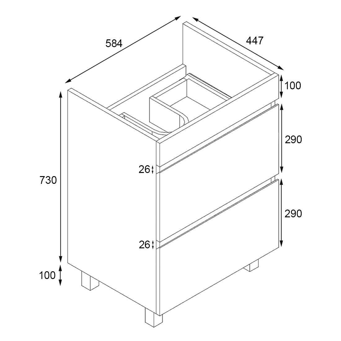 Vellena 600mm PVC Water Proof Empire Oak Bathroom Vanity White Quartz Stone