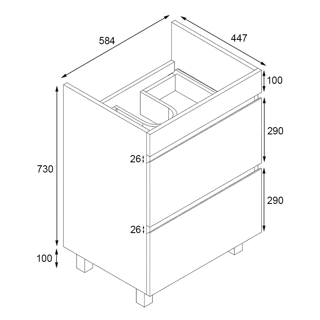 Vellena 600mm PVC Water Proof Bathroom Vanity White Quartz Stone