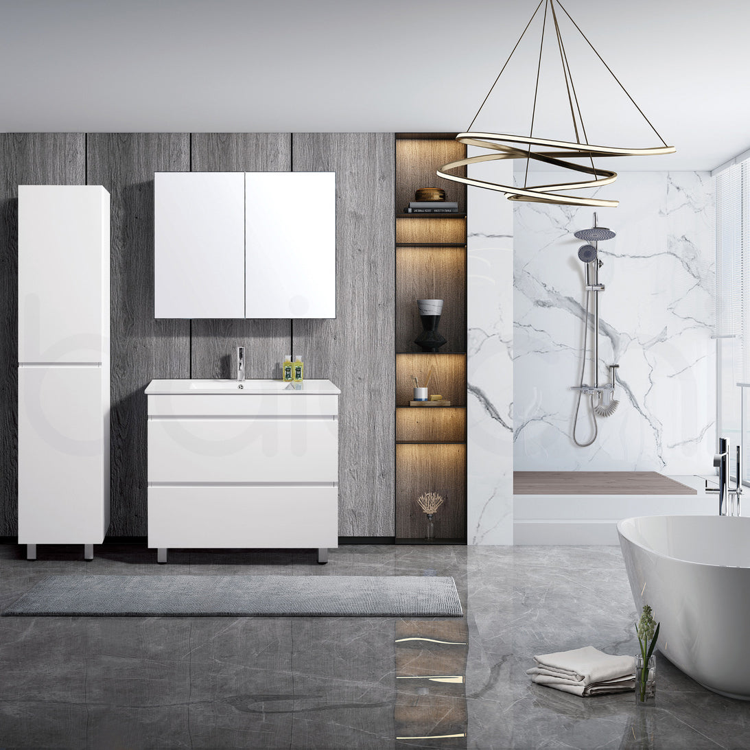 Vellena Plywood 900mm Bathroom Vanity Ceramic Basin