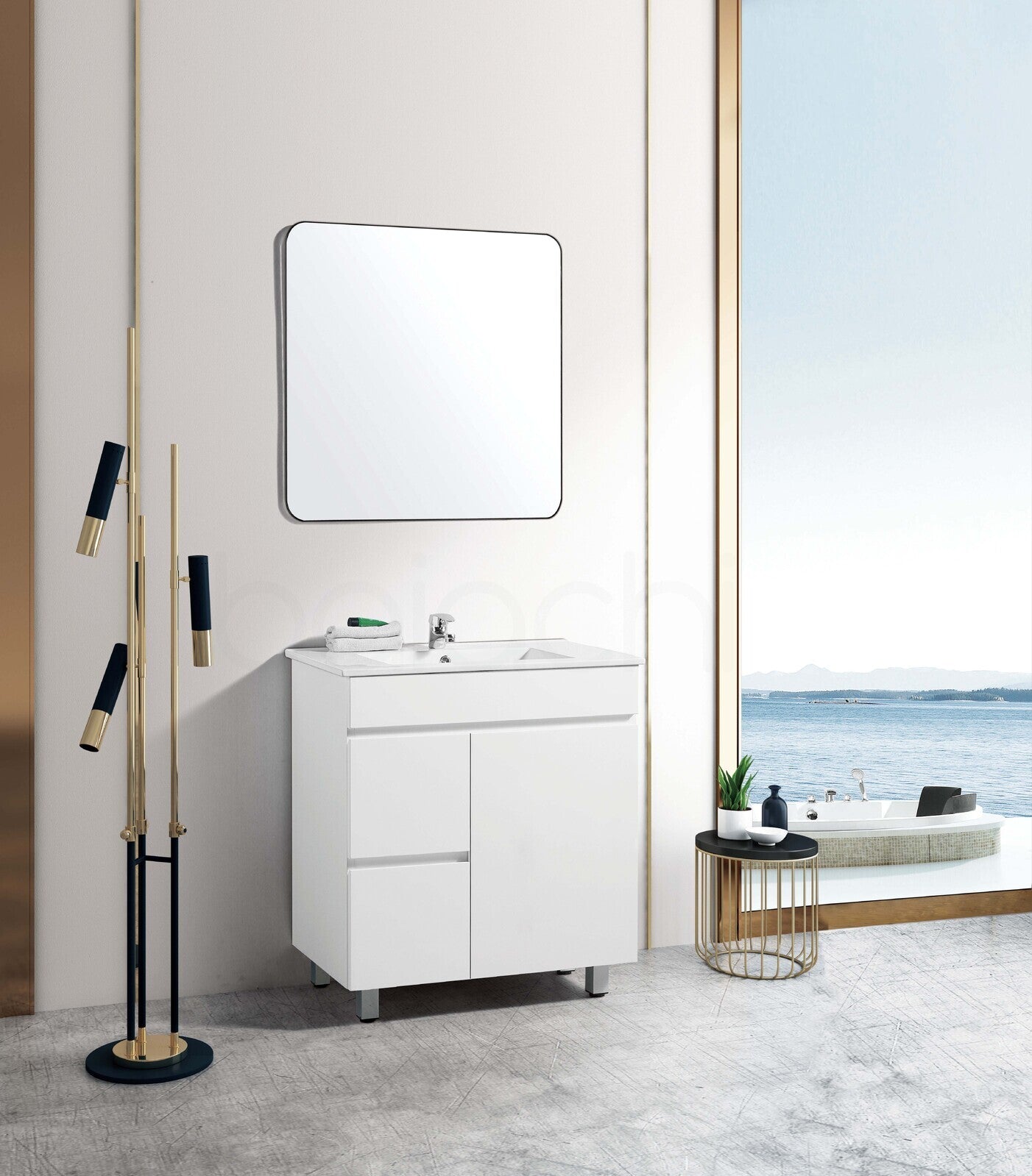 PACKAGE DEAL Windsor 750mm L Bathroom Vanity Wash Basin INCLUDING Mixer & Plugwaste