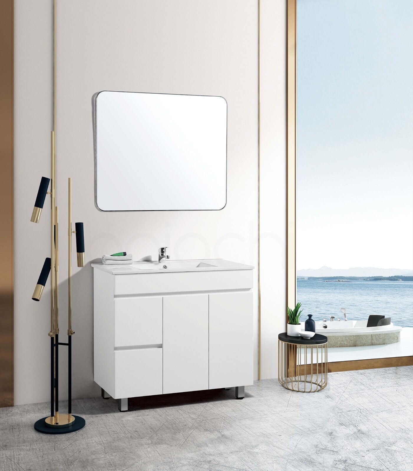 PACKAGE DEAL Windsor 900mm L Bathroom Vanity Wash Basin INCLUDING Mixer & Plugwaste